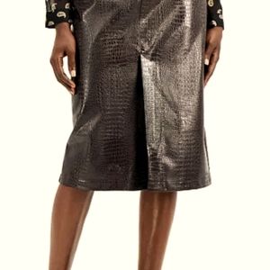 INC Faux Leather Front Slit Pencil Skirt